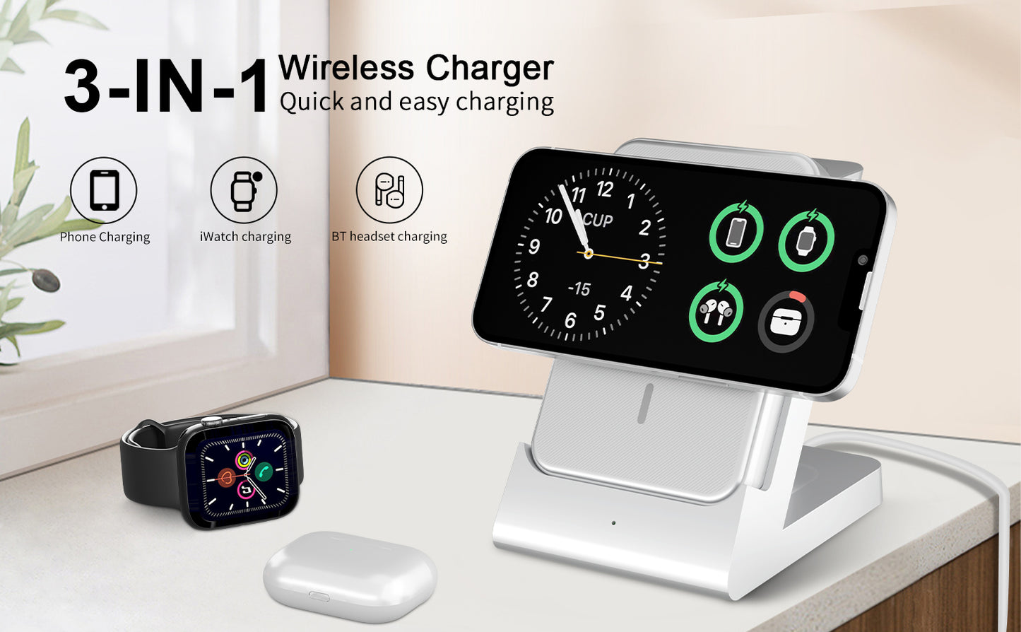 3 IN 1 15W Power Bank Magnetic charger for iphone Android, Watch earphone wireless