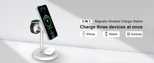 3-1 Magnetic wireless Charger station for iphone,i watch and earpods