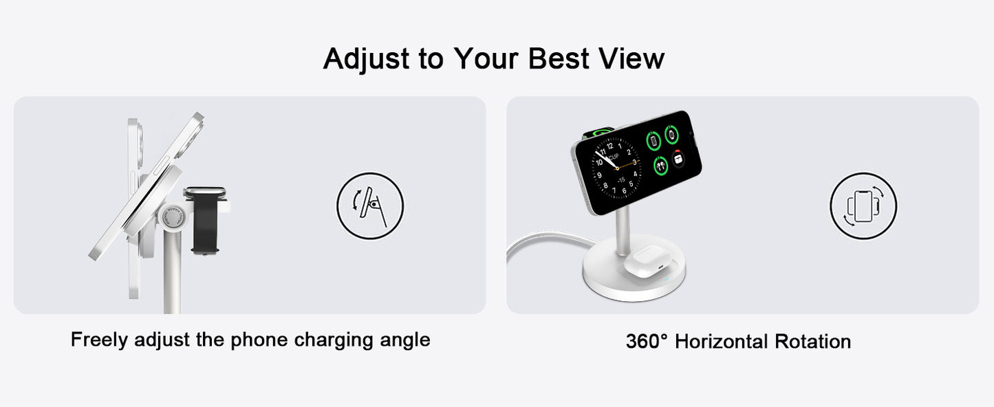 3-1 Magnetic wireless Charger station for iphone,i watch and earpods